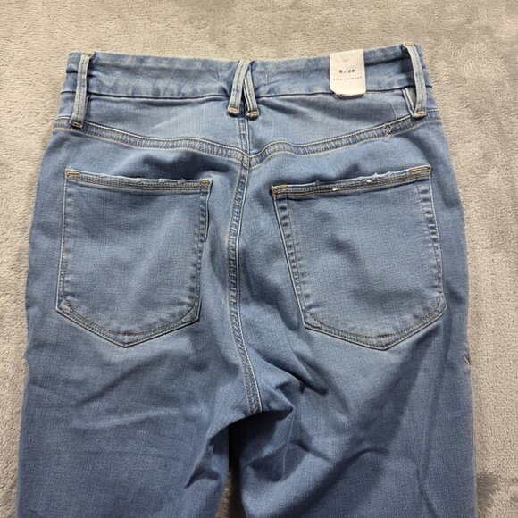 Good American Jeans Womens 6 28 Blue Distressed Raw Hem High Rise Skinny Stretch - Picture 3 of 11
